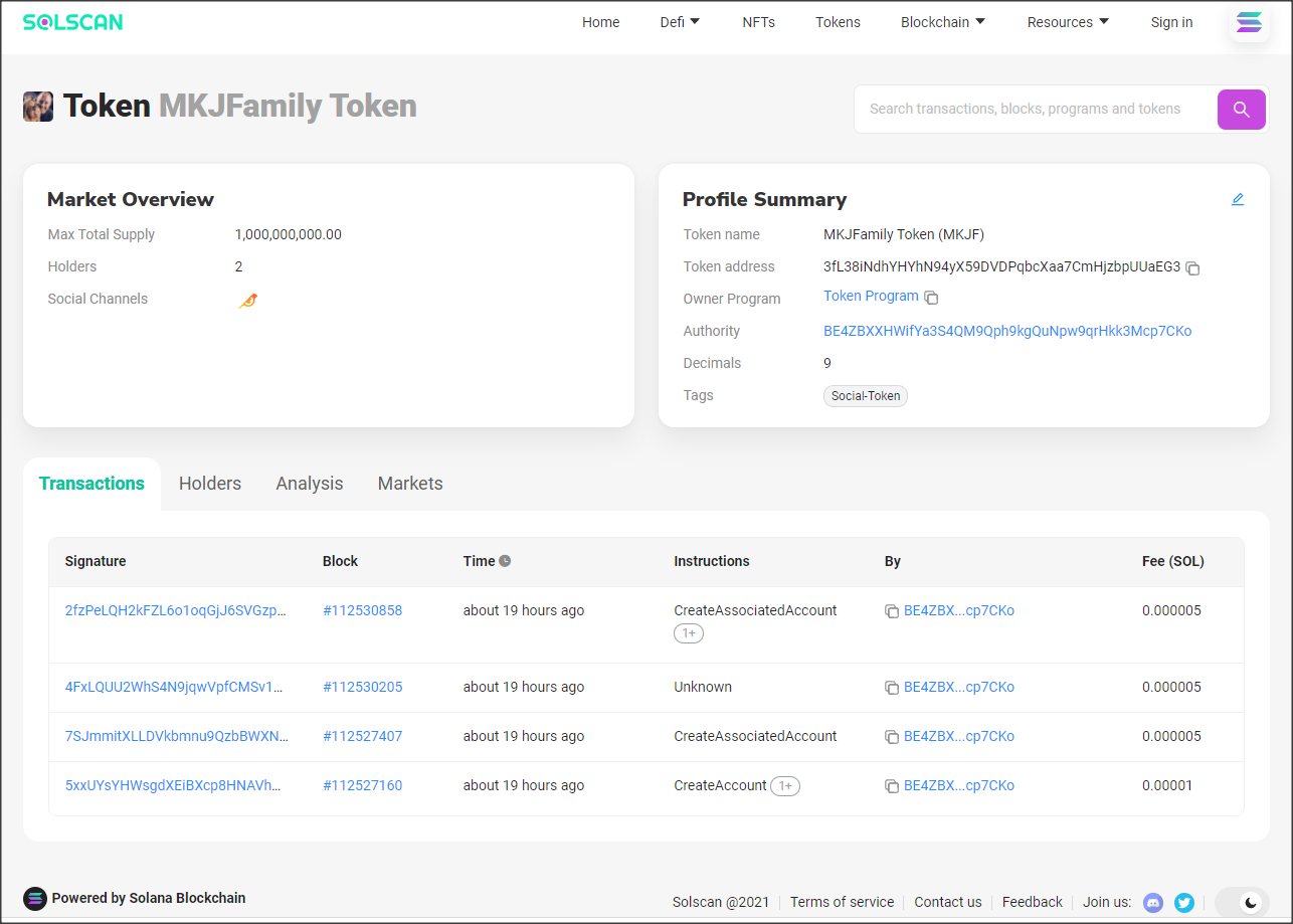The MKJFamily Token